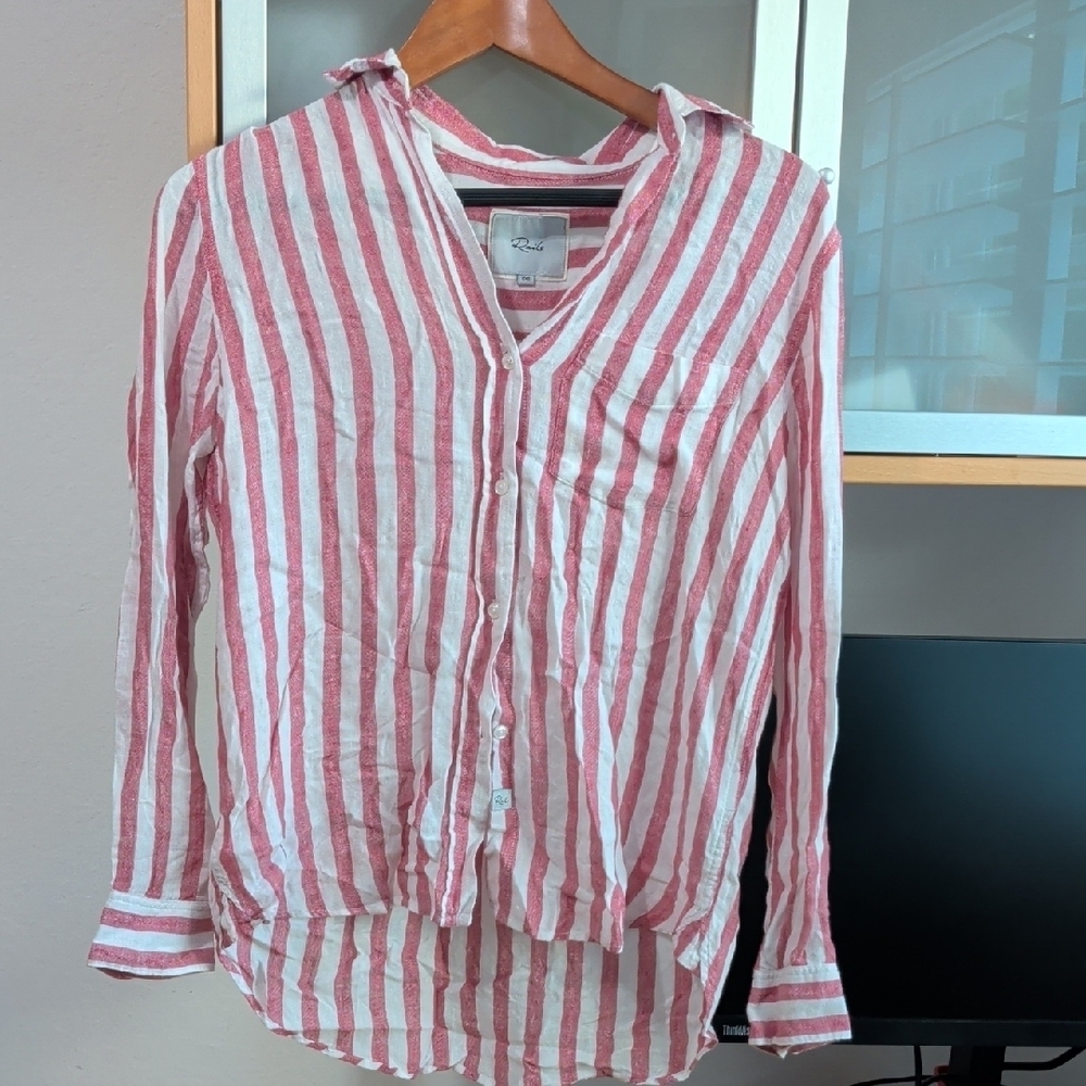 Rails Pink and White Striped Top
